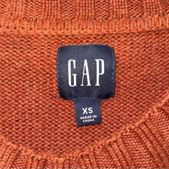 Gap Relaxed Fit Crew Neck Ribbed Hem and Sleeves Rusty Collar Knitted Sweater XS - Picture 5 of 7